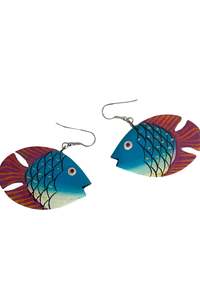 Vintage Retro: Vintage fish earrings blue + purple