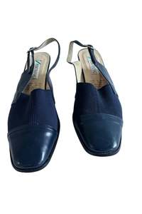 Piero Banali navy kitten mule heels, 8