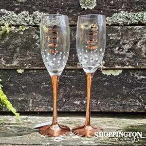Wedding Gifts: Rose Gold Champagne Flutes - Mr & Mrs