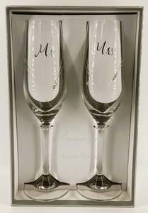Wedding Gifts: Silver Champagne Flute - Mr & Mrs