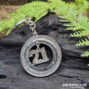 Gifts For Special Occasions: Keyring - Giant Diamante 21 Happy Birthday