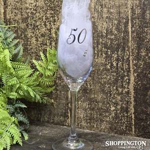 Gifts For Special Occasions: Etched Heart Wine Glass - 50th