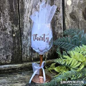 Gifts For Birthday Milestones: Birthday Wine Glass with Rose Gold Stem