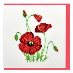 Gift Cards: Handmade Gift Card - Quilled Poppy