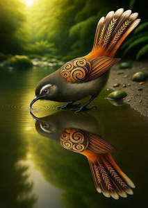 Gift Cards: Doug Healey Greetings Card - Fantail Reflection