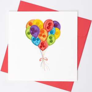 Gift Cards: Handmade Gift Card - Quilled Bunch of Balloons