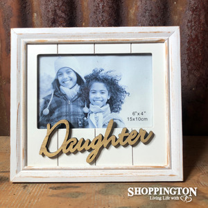 Photo Frames Albums: White Wash Photo Frame 6" x 4" - Daughter