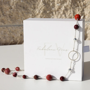 Crystals Gemstones: La Pierre - Mookaite Cinnamon Sterling Silver Short Necklace