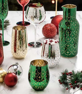 Kitchen Dining: Celeste Silver Stemless Wing Glasses (2pce)