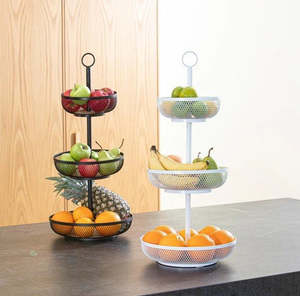 Kitchen Dining: 3 Tier Fruit Basket - Black