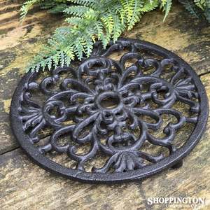 Serving Utensils: Trivet - Cast Iron Round Floral