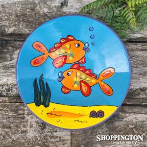 Serving Utensils: NZ Made Hand Painted - Salad Bowl Twin Orange Fish