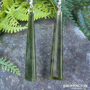 Fashion Jewellery: Pounamu - Earrings Adze 60mm
