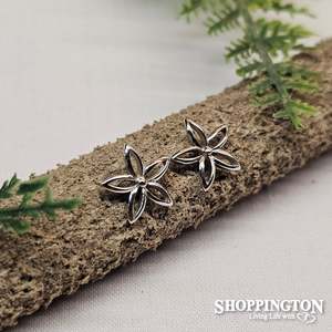 Fashion Jewellery: Earrings - Sterling Silver Star Flower Stud