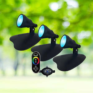 Water Feature Lighting: ZWF LED Light Kit - Set of 3 (3 watt) RGB Remote Controller