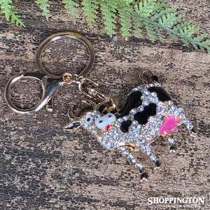 Keyrings: Keyring -Diamante Gold Cow