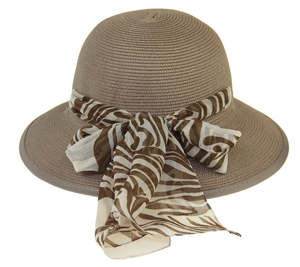 Hats Gloves: Hat Lani Scarf Trim - Brown