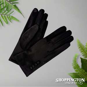 Hats Gloves: Gloves - Suede 4 Button - Black