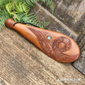 Woodcraft: Carved Wooden Patu - Paua Insert
