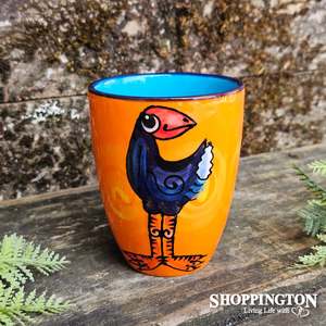 Ceramics: NZ Made Hand Painted - Pukeko Orange Blokes Mug
