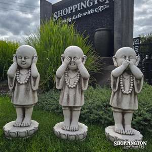 Outdoor Living: See no, Hear no, Speak no Buddha Monks 55cm - Set of 3
