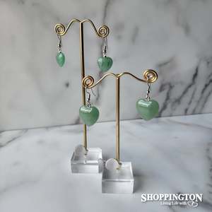 Earrings - Heart Shaped Aventurine