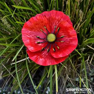 Garden Stake - Metal Poppy 60cm