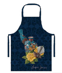 Aprons Linen: Apron NZ Print - The Gift - Angie Dennis