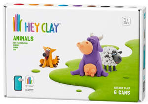 Kids Arts Crafts: Hey Clay - 6 Can Sets - Animals Cow, Doggie & Sheep