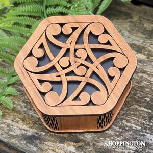 Jewellery Boxes Findings: NZ Made Wooden Hexagon Box / Koru