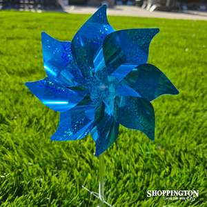 Wind Chimes Spinners: Wind Spinner - Turquoise Sparkle Pinwheel 20cm