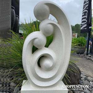 Garden Sculpture - Terrazzo Family Statue / White 140cm