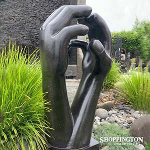Sculptures: Garden Sculpture - Terrazzo - Hands Black 100cm