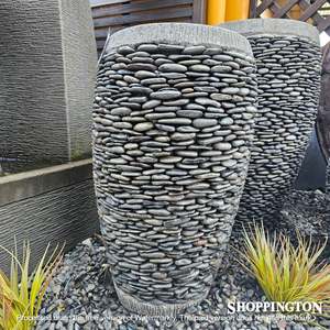 Outdoor Pots: Garden Pot - Grey River Stone Pot - Round 79cm