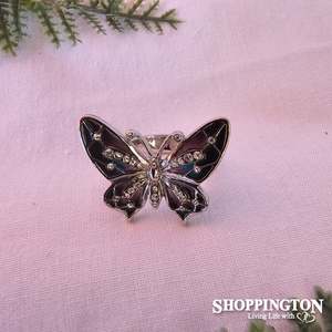 Sale: Ring - Stainless Steel Purple Butterfly