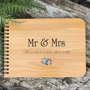 All Gift Collections: NZ Made Wooden Photo Album / Mr & Mrs/ Paua Rings