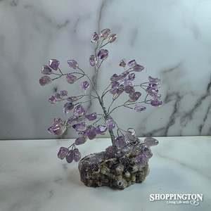 Crystals Gemstones: Gemstone Wire Tree Amethyst - Quartz Base