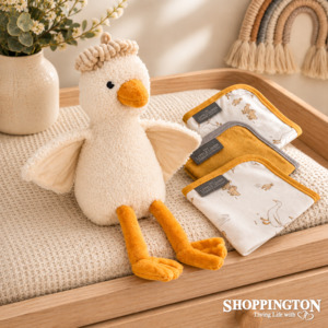 Gifts For Baby: Little Linen Plush Toy & Washers - Farmyard Duck