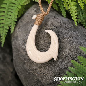 Bone Carved  Hook (Hei Matau) Pendant