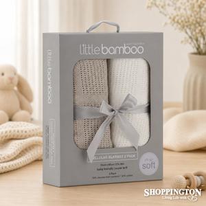 Kids Baby: Little Bamboo Cellular Blanket 2Pk - Stone Grey