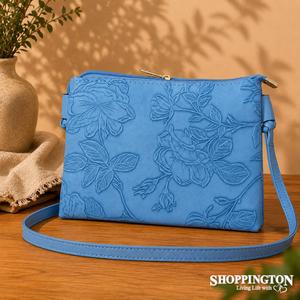 Fashion Accessories: Handbag - Botanical Embossed Bag - Blue