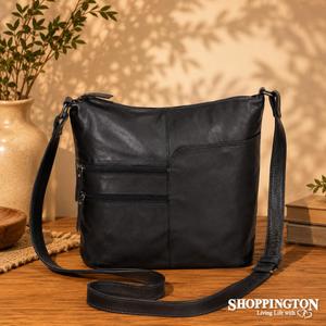 Fashion Accessories: 100% Leather Bianca Bag - Black