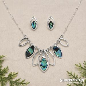 Paua Water-drop Pendant and Earrings Set
