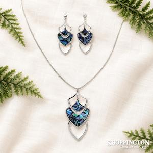 Paua Pendant and Earrings Set