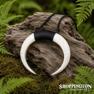 Gifts For Him: Bone Carved Tusk Arc Necklace