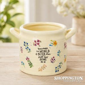 Home Living: Crock Planter - You Make The World