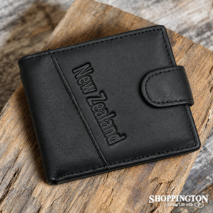 Men's Smooth Leather Wallet - Plain Black New Zealand