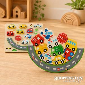 Wooden Puzzle - 2 in 1 Balance Game - Transportation