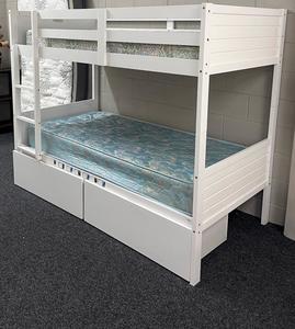 White Wooden Single Bunks - Zone