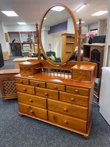 Stunning Solid Wood Pine Dresser with Mirror - Zone